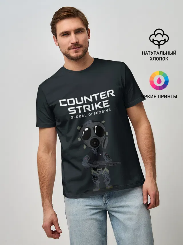 Мужская базовая футболка с принтом «Counter-Strike — CS GO — COUNTER TERRORIS»