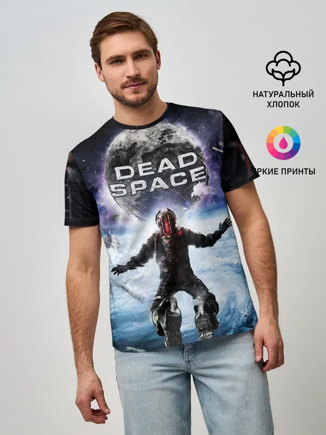 Мужская базовая футболка с принтом «Dead Space — Айзек в мертвом космосе»