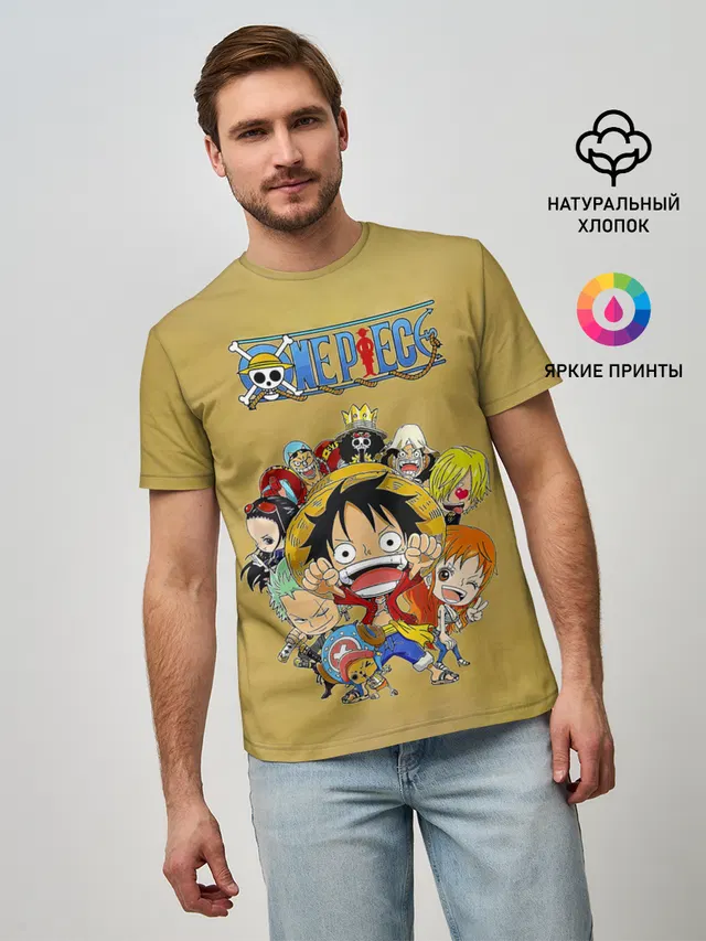 Мужская базовая футболка с принтом «Ван Пис — Персонажи One Piece. Большой куш»