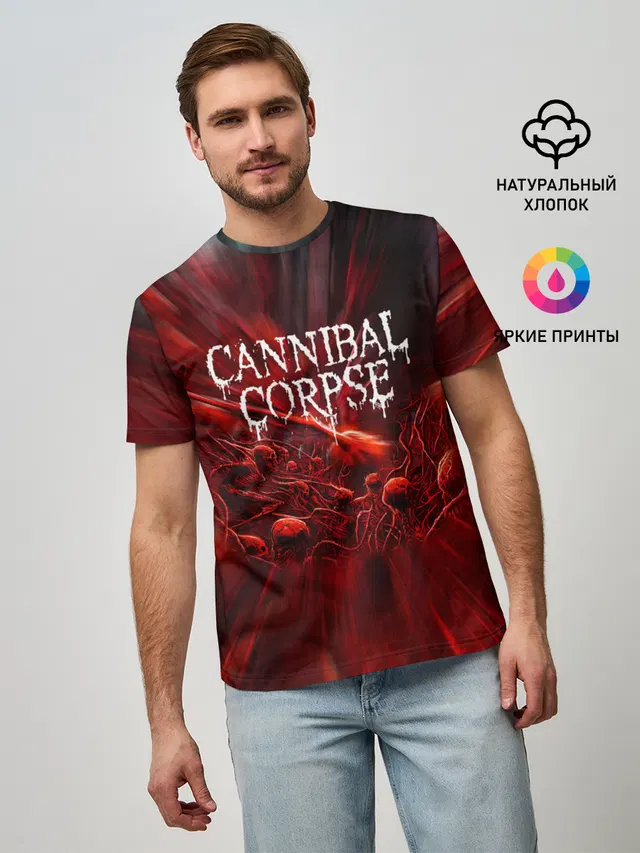 Мужская базовая футболка с принтом «Skeleton — Blood Cannibal Corpse — Труп Каннибала»