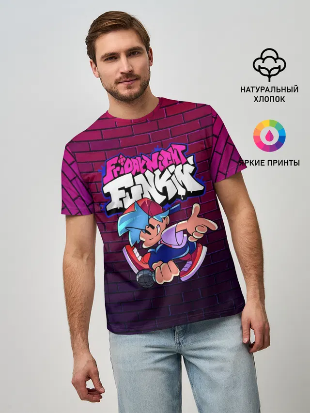 Мужская базовая футболка с принтом «Friday Night Funkin Бойфренд»