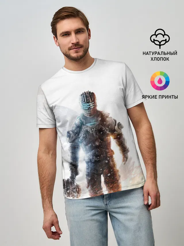 Мужская базовая футболка с принтом «Dead Space — Айзек Кларк Dead Space»