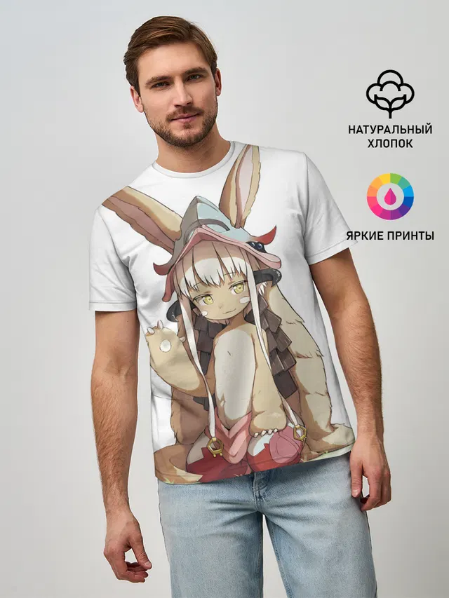 Мужская базовая футболка с принтом «Nanachi»