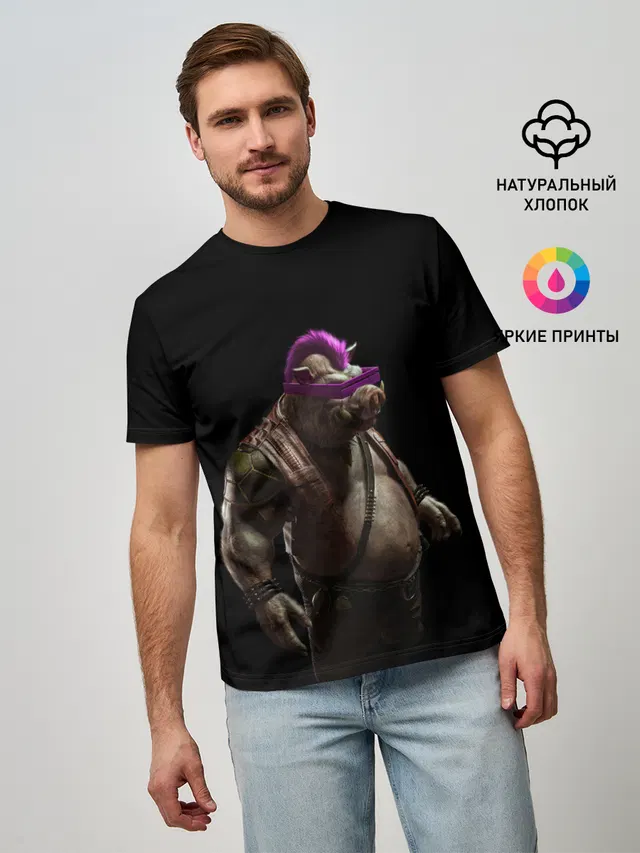 Мужская базовая футболка с принтом «Черепашки-ниндзя — Бибоп — Ninja Turtles»
