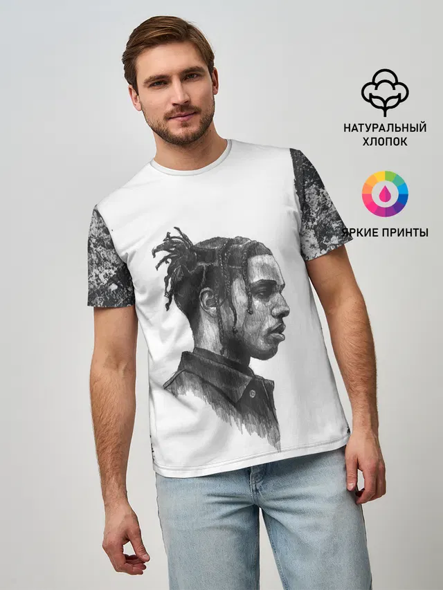 Мужская базовая футболка с принтом «Asap Rocky Асап»