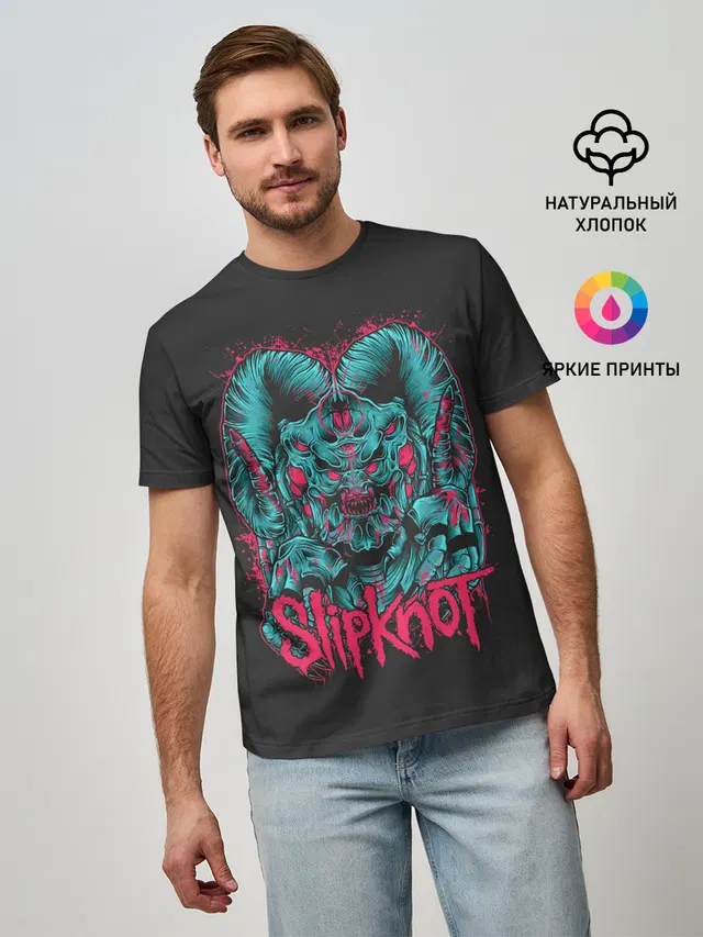 Мужская базовая футболка с принтом «Slipknot Monster»