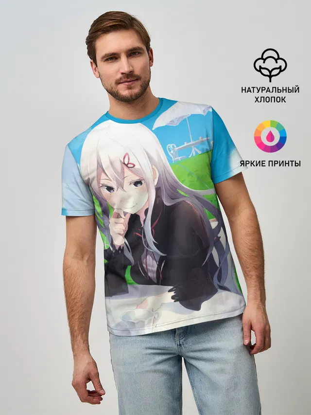 Мужская базовая футболка с принтом «Re:Zero. Жизнь с нуля в альтернативном мире — Echidna»