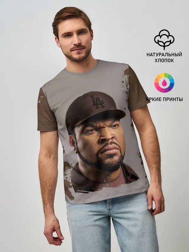 Мужская базовая футболка с принтом «Ice Cube — Айс Куб»