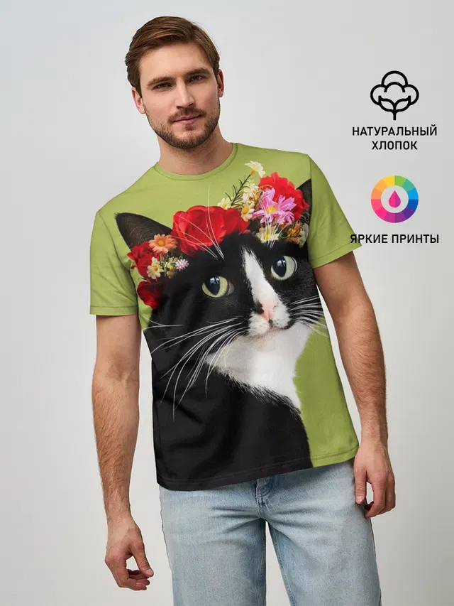 Кот и цветы