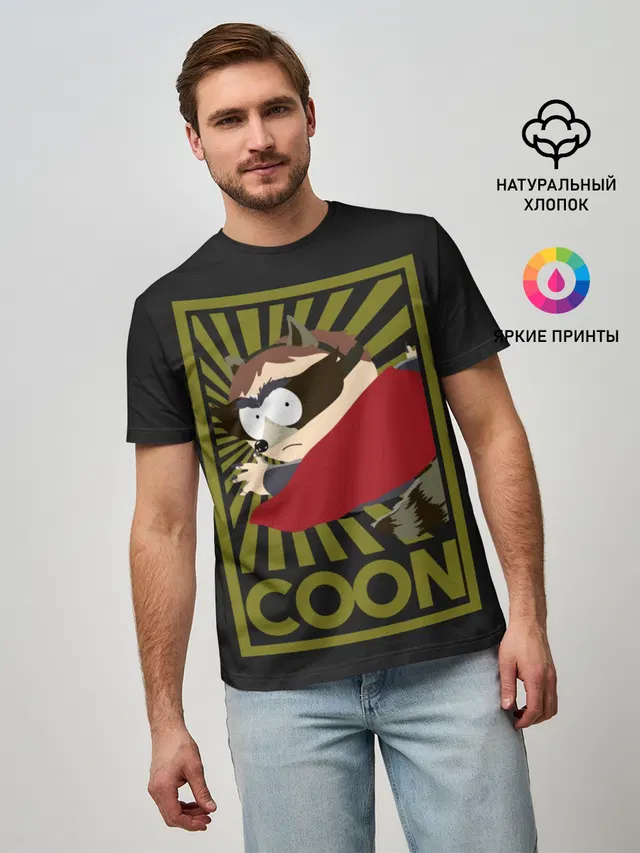 Мужская базовая футболка с принтом «Южный парк — COON»