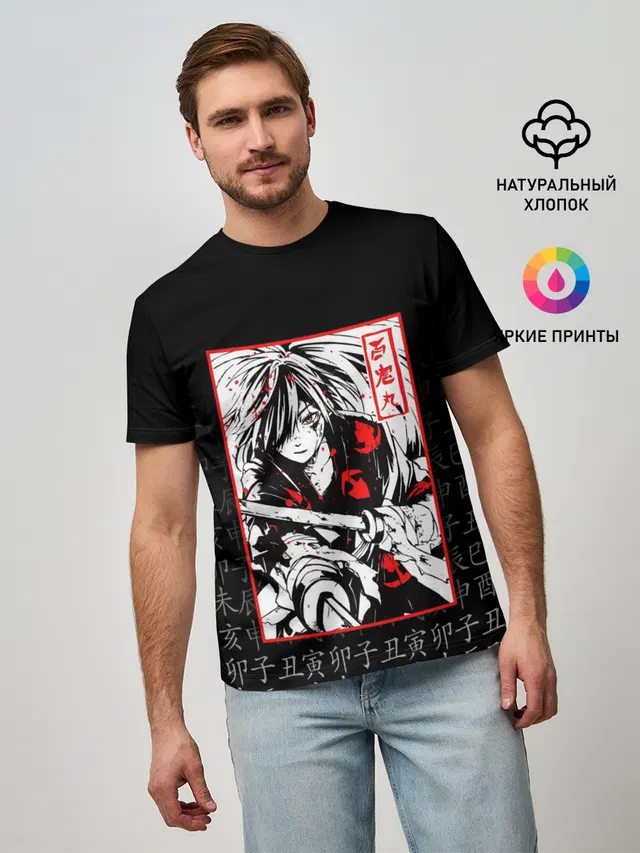Мужская базовая футболка с принтом «Дороро Dororo Хяккимару — DORORO — ХЯККИМАРУ»