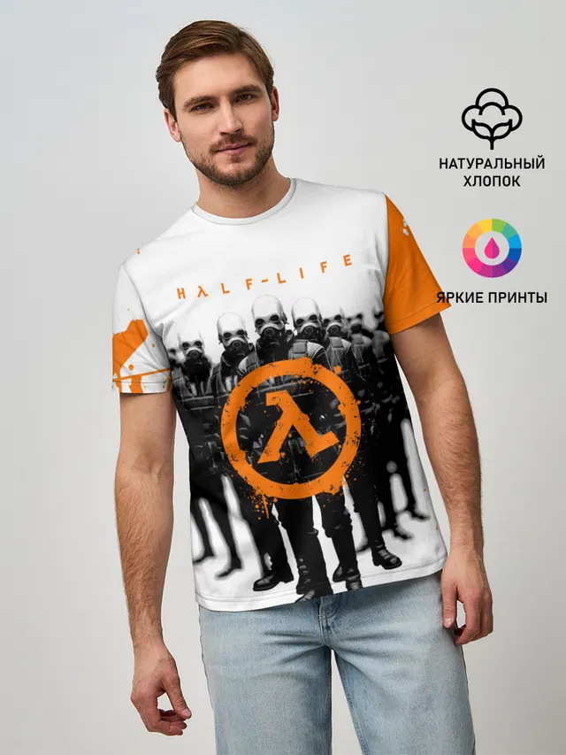 Мужская базовая футболка с принтом «Half-Life — HL»
