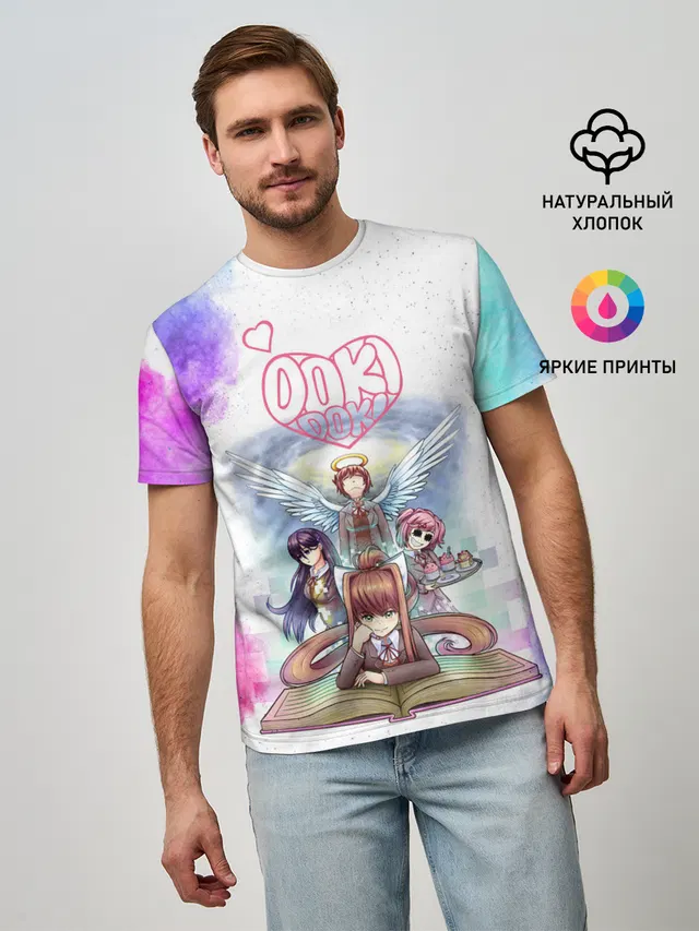 Мужская базовая футболка с принтом «Doki Doki Literature Club — Doki Doki — Доки Доки»