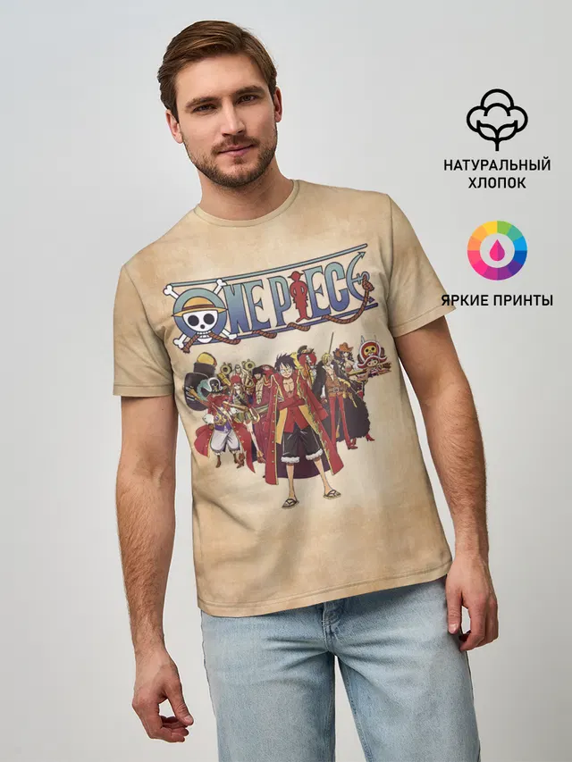 Мужская базовая футболка с принтом «Ван Пис — Персонажи One Piece. Большой куш»