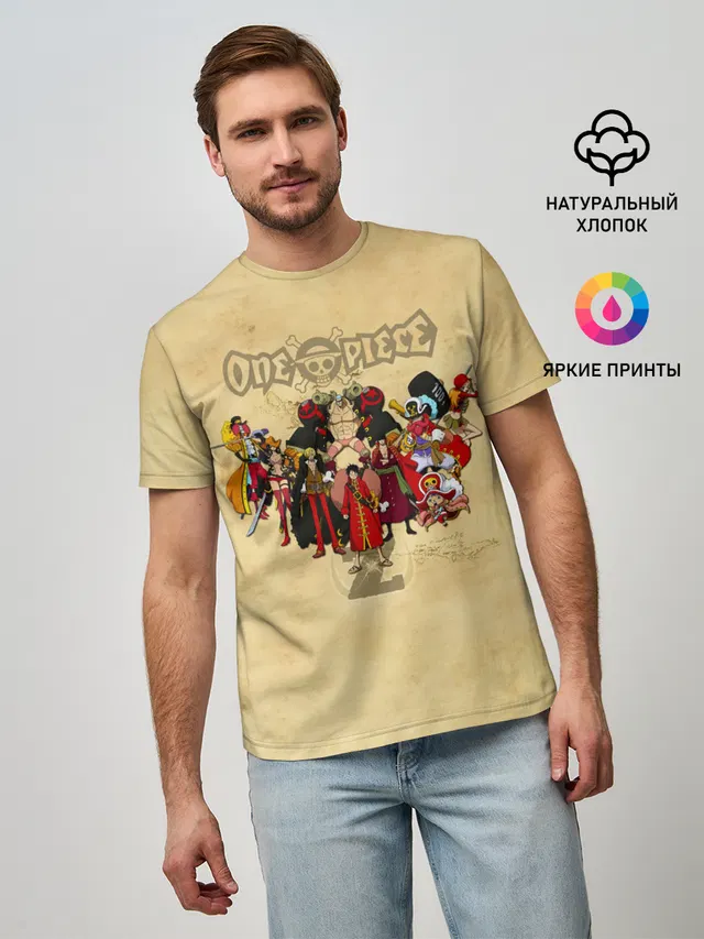 Мужская базовая футболка с принтом «Ван Пис — One Piece. Большой куш»