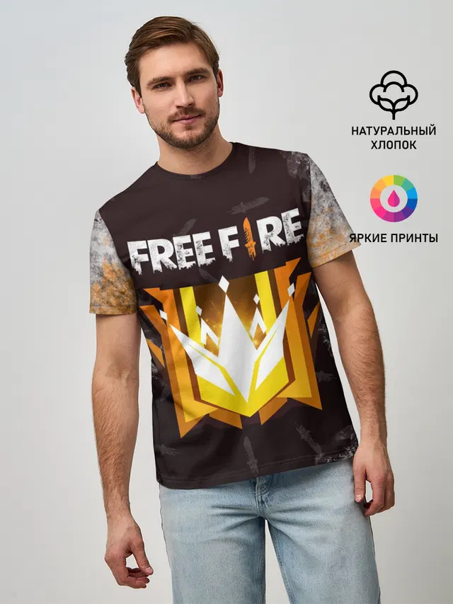 Мужская базовая футболка с принтом «Garena Free Fire — Free Fire | Фри фаер»