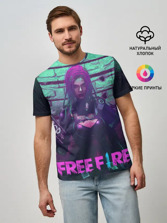 Мужская базовая футболка с принтом «Moco — FREE FIRE»