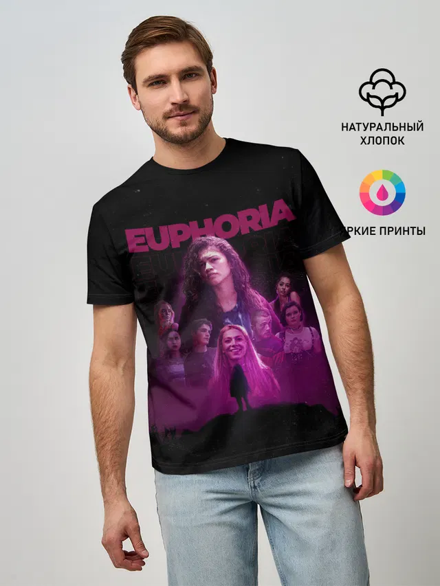 Мужская базовая футболка с принтом «Euphoria team»