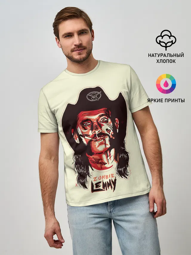 Мужская базовая футболка с принтом «Zombie Lemmy»
