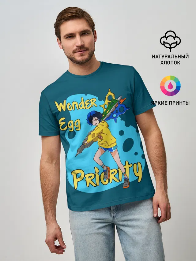 Мужская базовая футболка с принтом «Wonder Egg Priority»
