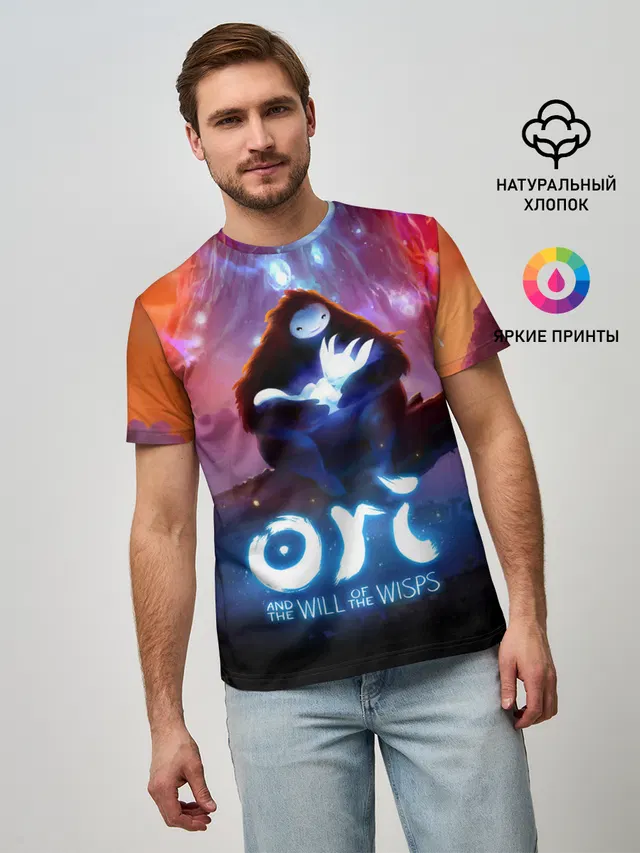 Мужская базовая футболка с принтом «Ori and the will of the wisps»