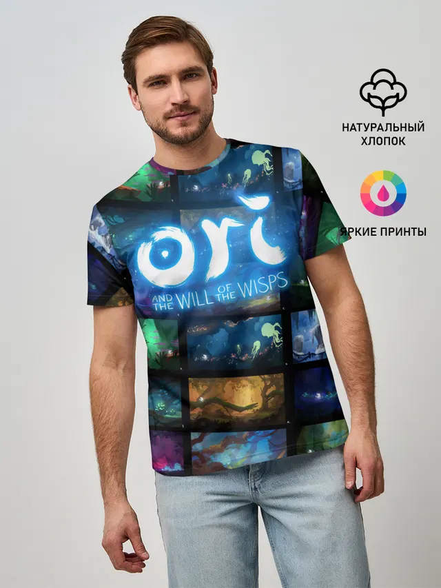 Мужская базовая футболка с принтом «Ori»