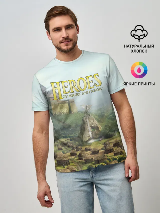 Мужская базовая футболка с принтом «Rampart — Оплот — Heroes of Might and Magic 3»