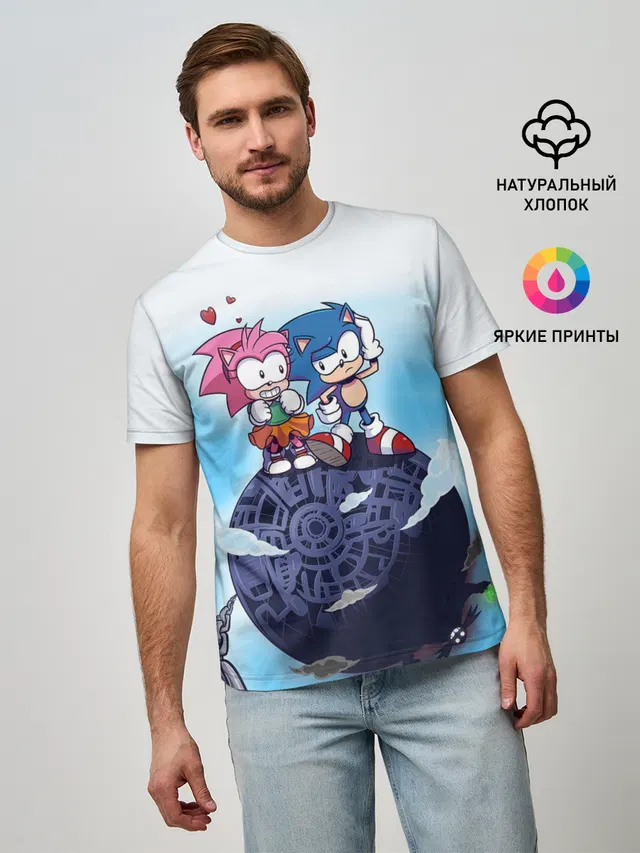 Мужская базовая футболка с принтом «Sonic AMY Rose — AMY ROSE»