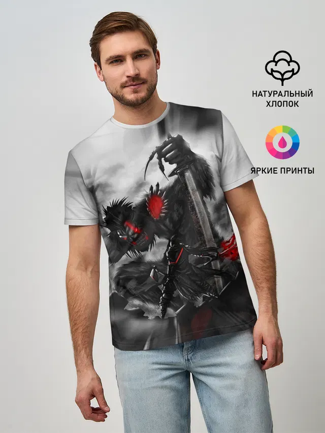 Мужская базовая футболка с принтом «Guardian Ape — Sekiro shadows die twice»
