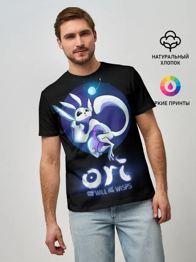 Мужская базовая футболка с принтом «Ori and the will of the wisps»