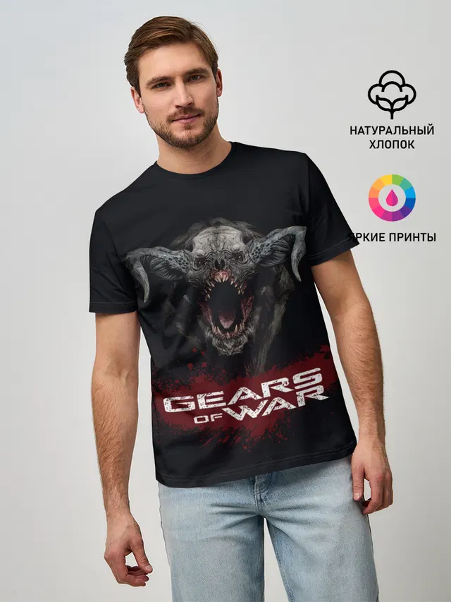 Мужская базовая футболка с принтом «Monster Gears OF WAR — MONSTER»