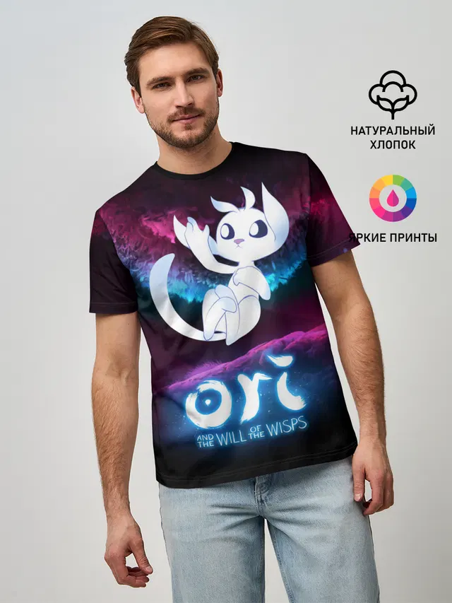 Мужская базовая футболка с принтом «Ori»
