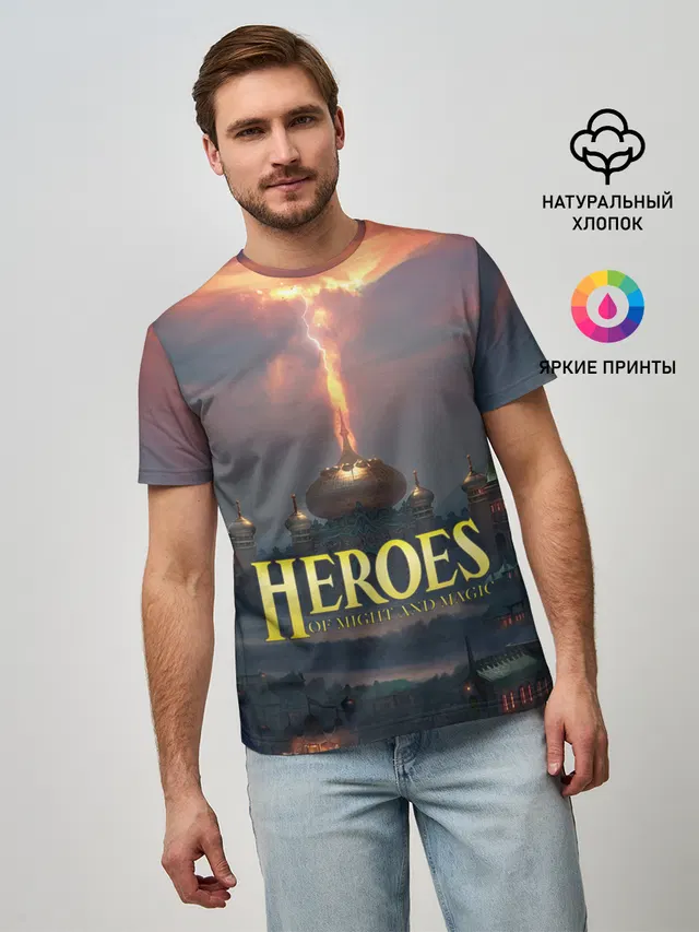 Мужская базовая футболка с принтом «HoMM — Heroes of Might and Magic — HoM»