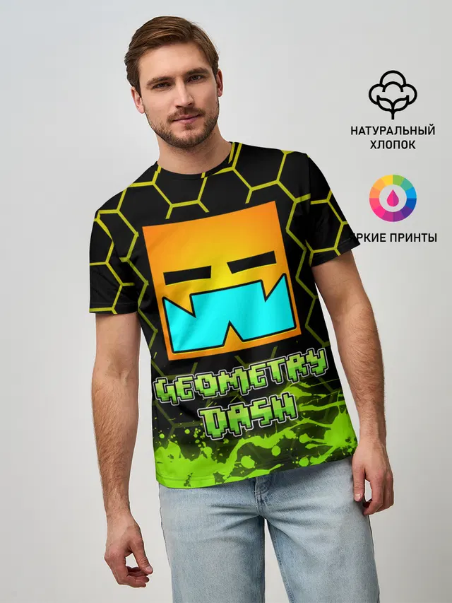 Мужская базовая футболка с принтом «Geometry Dash»