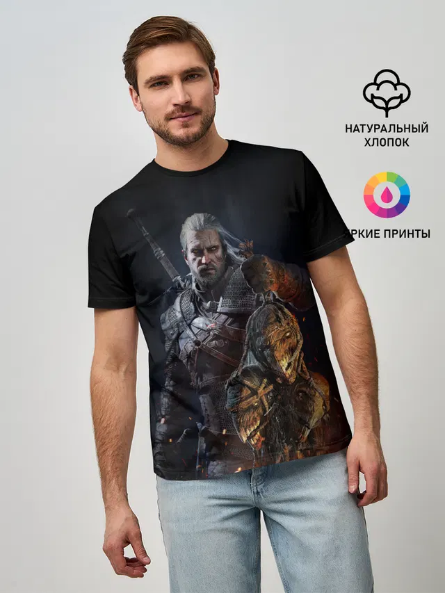 Мужская базовая футболка с принтом «Witcher III»
