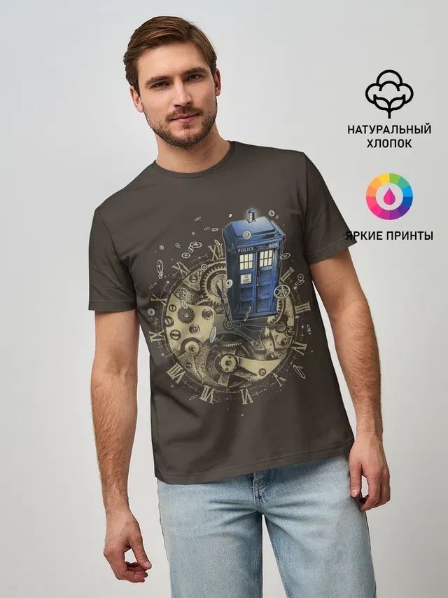 Мужская базовая футболка с принтом «Tie to Tardis»