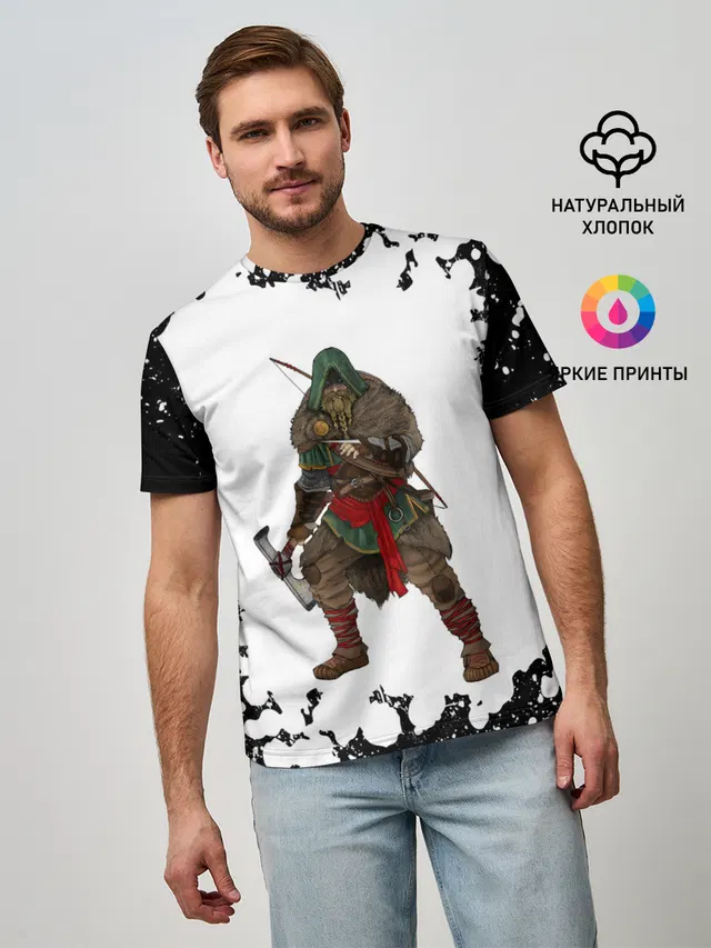 Мужская базовая футболка с принтом «Viking — ASSASSINS CREED VALHALLA»