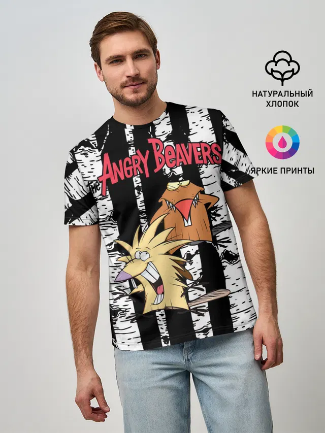 Мужская базовая футболка с принтом «Angry Beavers»