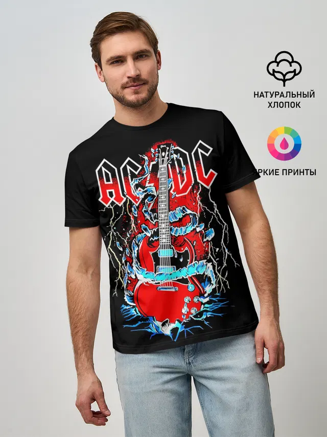 Мужская базовая футболка с принтом «AC/DC — AC/DC гитара»