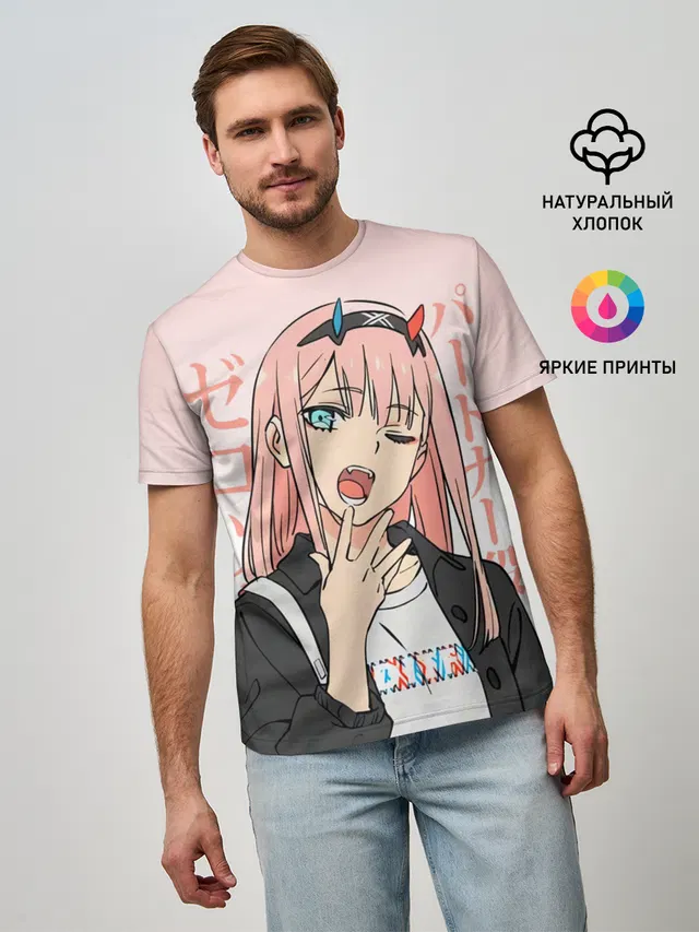 Мужская базовая футболка с принтом «Darling in the FranXX — Zero Two Darling in the Franxx»
