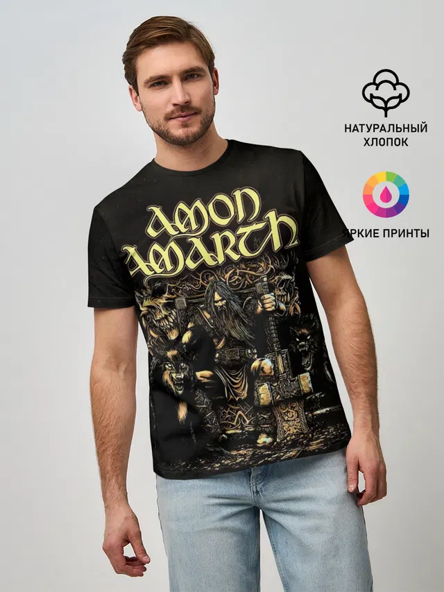 Мужская базовая футболка с принтом «Разный рок — Amon Amarth»