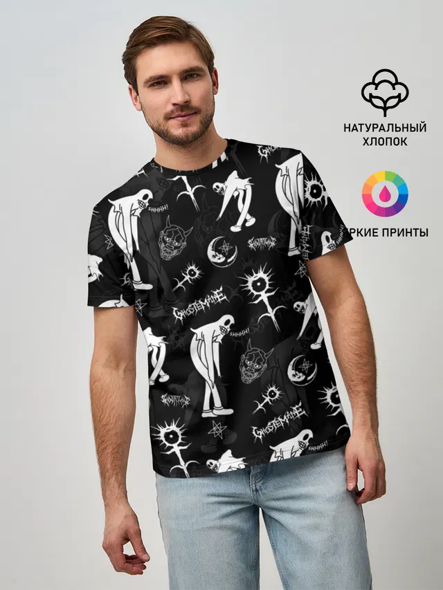 Мужская базовая футболка с принтом «Hannya»