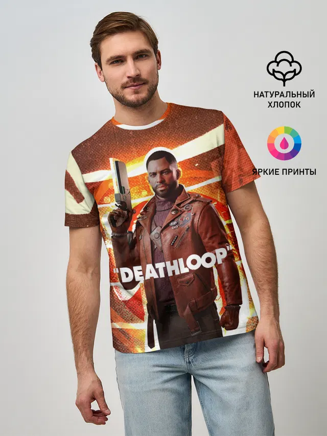 Мужская базовая футболка с принтом «Кольт Ван Deathloop»