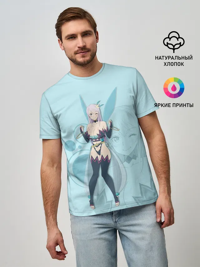 Мужская базовая футболка с принтом «Full Dive RPG — Fairy Reona»