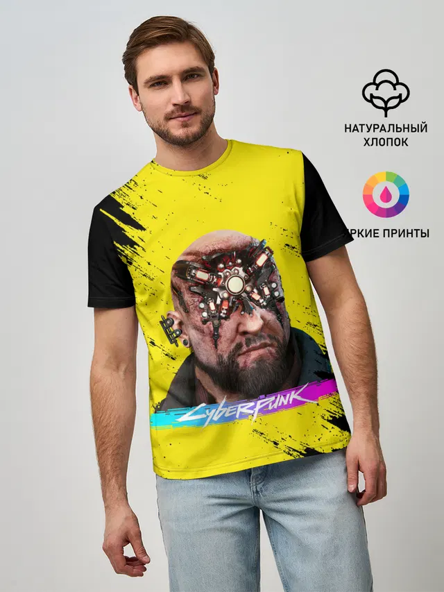 Мужская базовая футболка с принтом «Cyberpunk 2077 — CD Projekt»