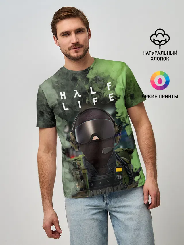 Мужская базовая футболка с принтом «Opposing Force Half-Life — Opposing Force»
