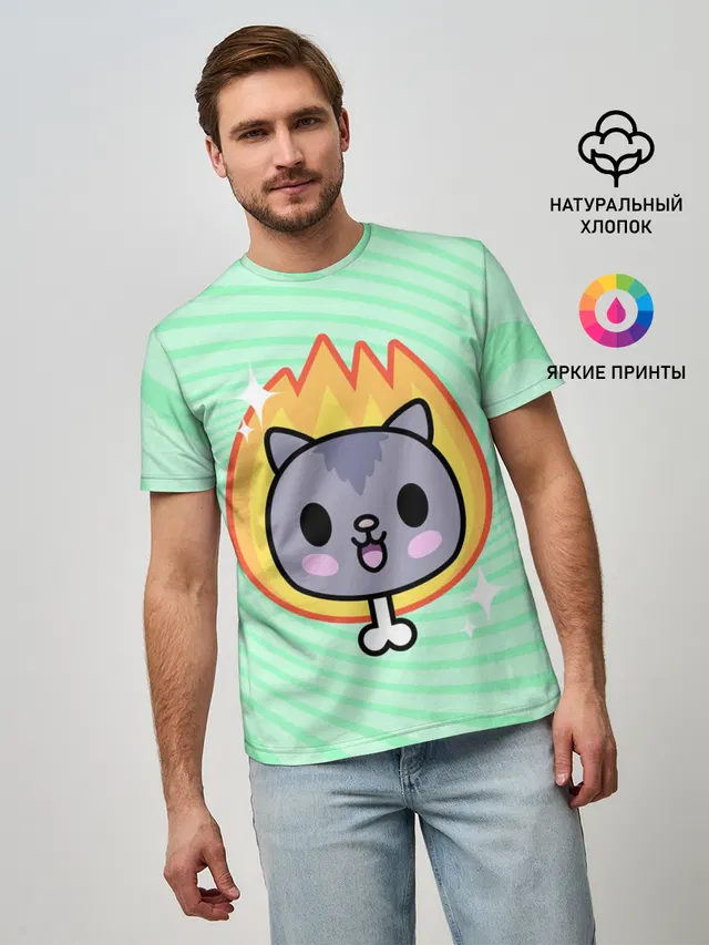 Мужская базовая футболка с принтом «Toca Boca — Toca Boca Cat»