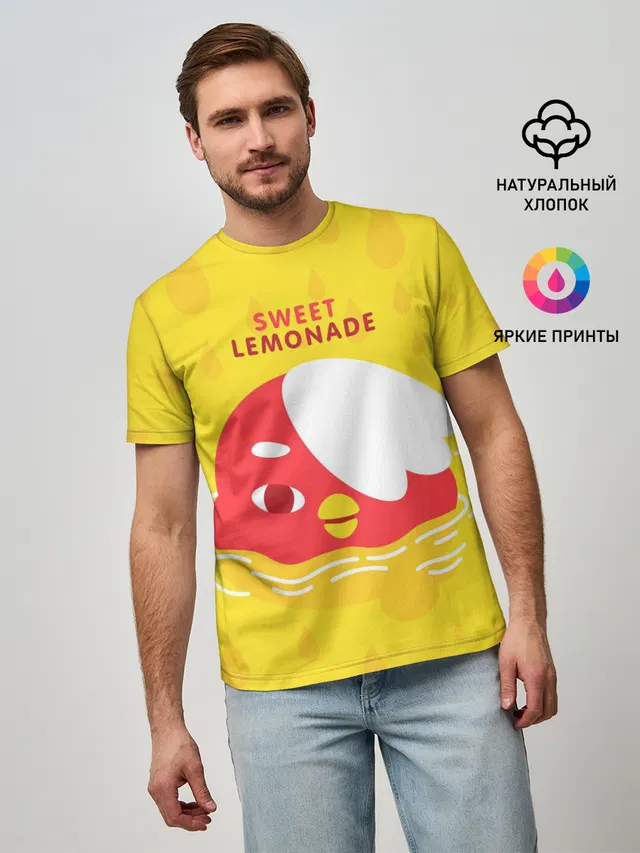 Мужская базовая футболка с принтом «Toca Boca — Sweet lemonade»