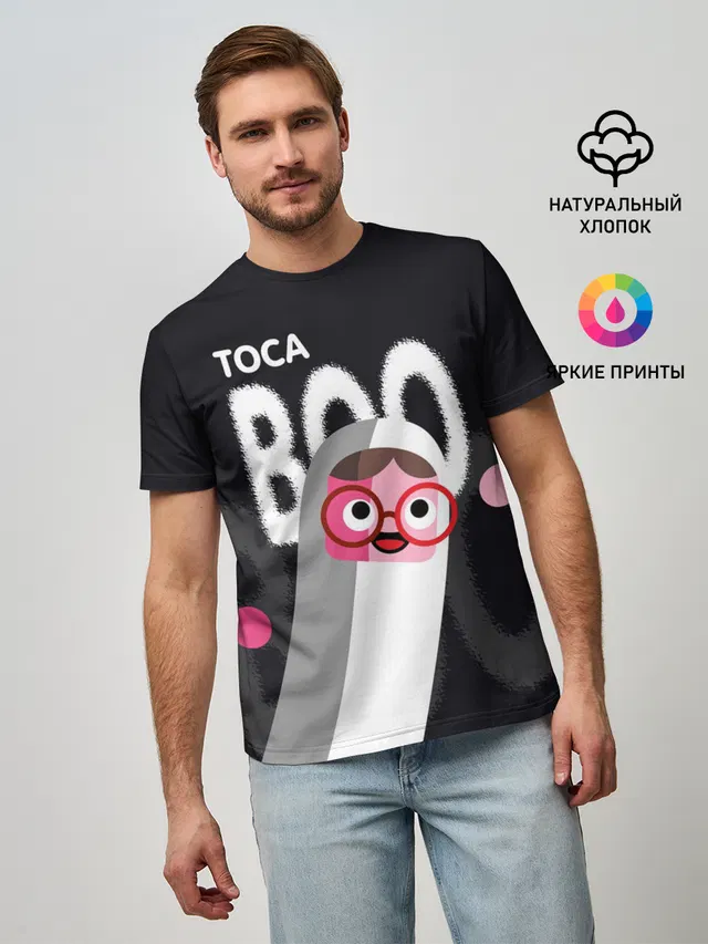 Мужская базовая футболка с принтом «Toca Boca — Toca Boo»