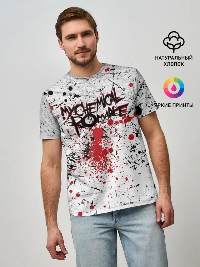 Мужская базовая футболка с принтом «My Chemical Romance — Кемикал Романс Рок Группа Лого»